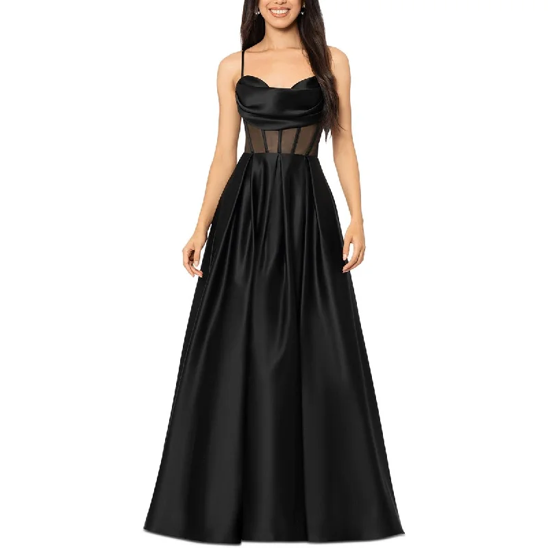 evening gowns with side ruffles-Blondie Nites Womens Juniors Lace Up Back Halter Evening Dress evening gowns with side ruffles-Blondie Nites Womens Juniors Lace Up Back Halter Evening Dress