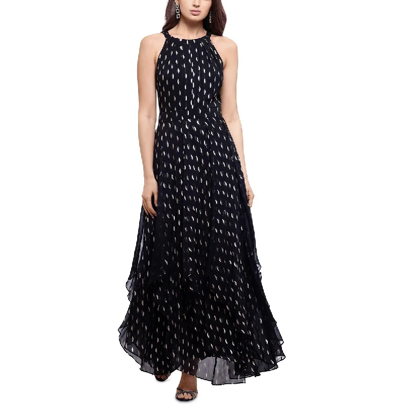 wrap-style evening dresses for comfort-Betsy & Adam Womens Petites Chiffon Sleeveless Evening Dress