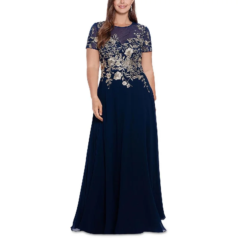 evening gowns for rooftop parties-Betsy & Adam Womens Petites Embroidered Midi Evening Dress evening gowns for rooftop parties-Betsy & Adam Womens Petites Embroidered Midi Evening Dress