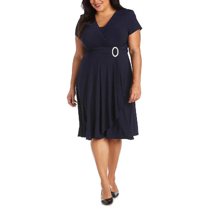 cocktail dress with side drapes-R&M Richards Womens Plus Matte Jersey Short Sleeves Cocktail Dress cocktail dress with side drapes-R&M Richards Womens Plus Matte Jersey Short Sleeves Cocktail Dress