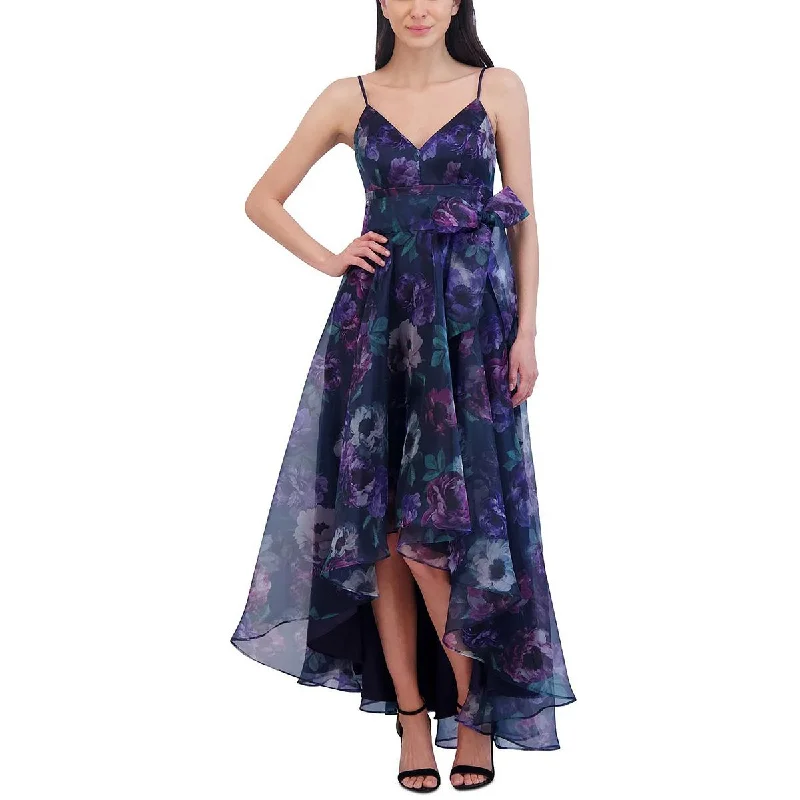 evening dresses with rosette details-Eliza J Womens Floral Print Hi-Low Evening Dress evening dresses with rosette details-Eliza J Womens Floral Print Hi-Low Evening Dress