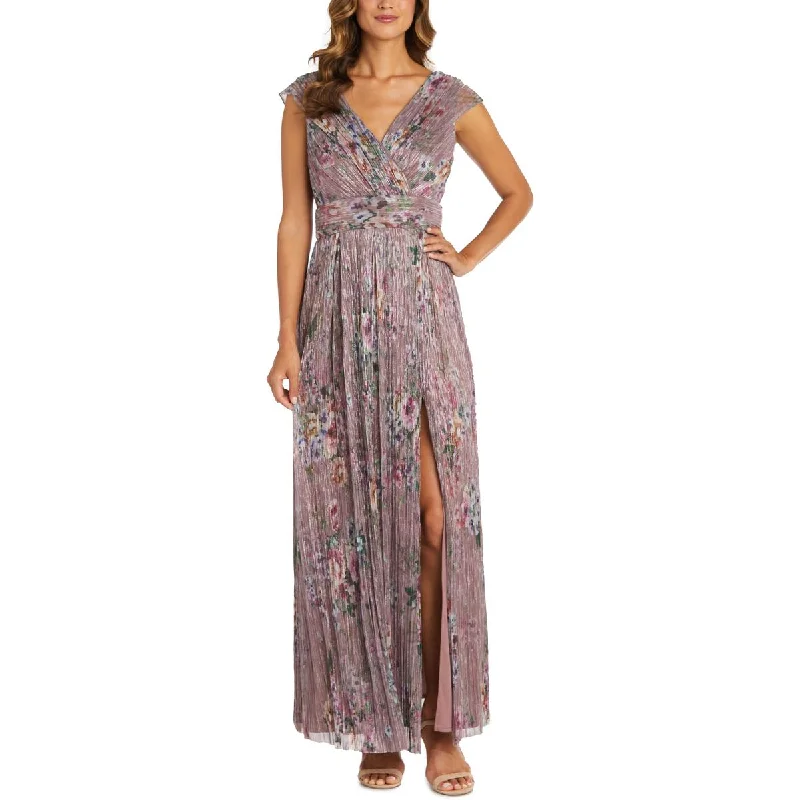 two-piece evening dress sets-R&M Richards Womens Metallic Maxi Evening Dress