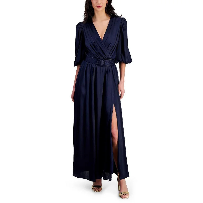 evening dress for anniversary dinners-Taylor Womens Satin 3/4 Sleeves Evening Dress