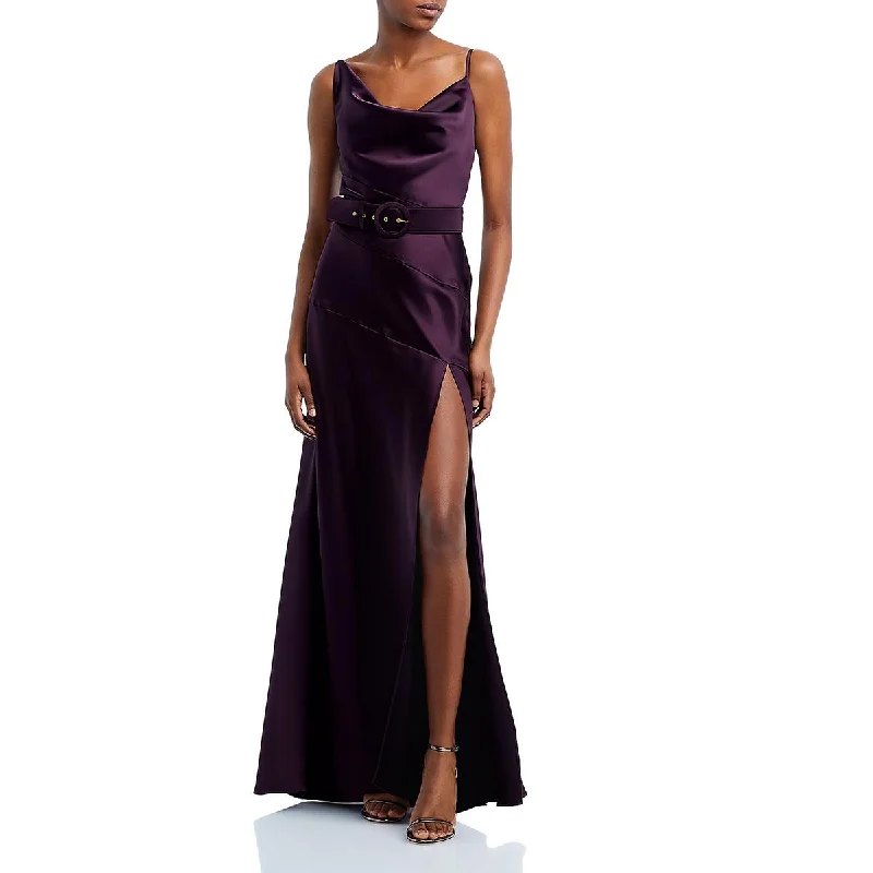 custom-made evening gown designers-Aqua Womens   Satin Evening Wear Evening Dress