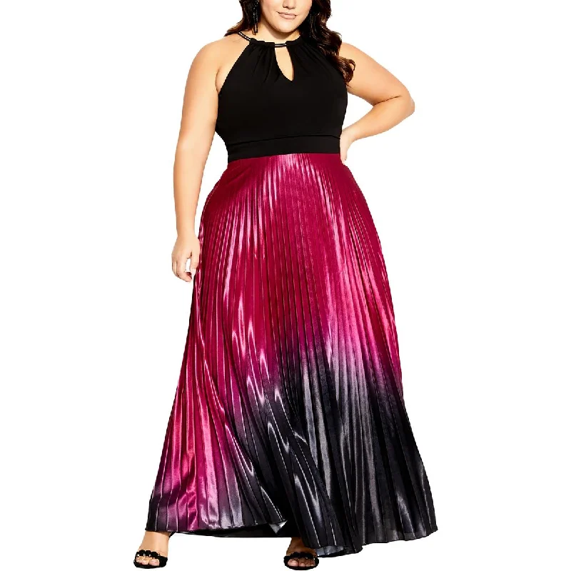 evening dress for product launches-Avenue Womens Pleated Long Evening Dress
