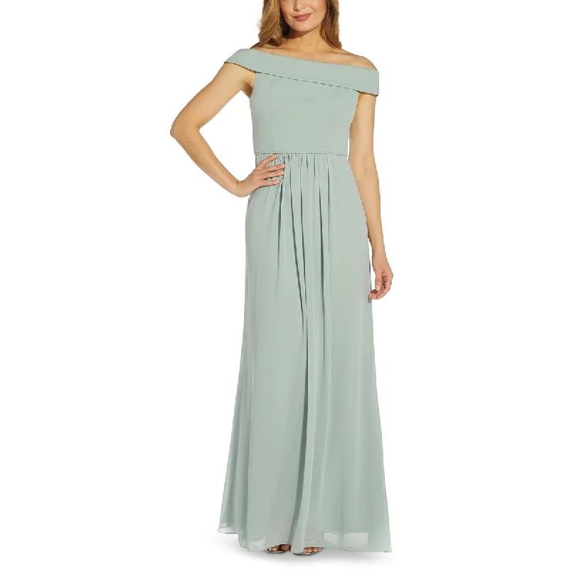 crystal embellished evening dresses-Adrianna Papell Womens Pleated Tea Length Evening Dress crystal embellished evening dresses-Adrianna Papell Womens Pleated Tea Length Evening Dress
