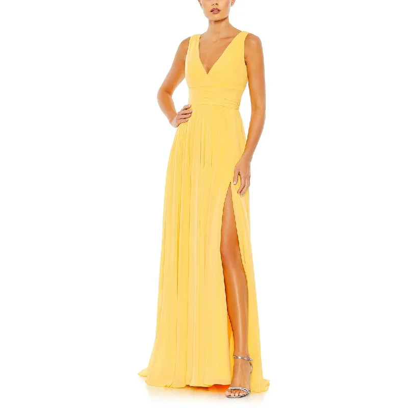 beaded waistline evening dresses-Ieena for Mac Duggal Womens Chiffon Plunge Evening Dress beaded waistline evening dresses-Ieena for Mac Duggal Womens Chiffon Plunge Evening Dress