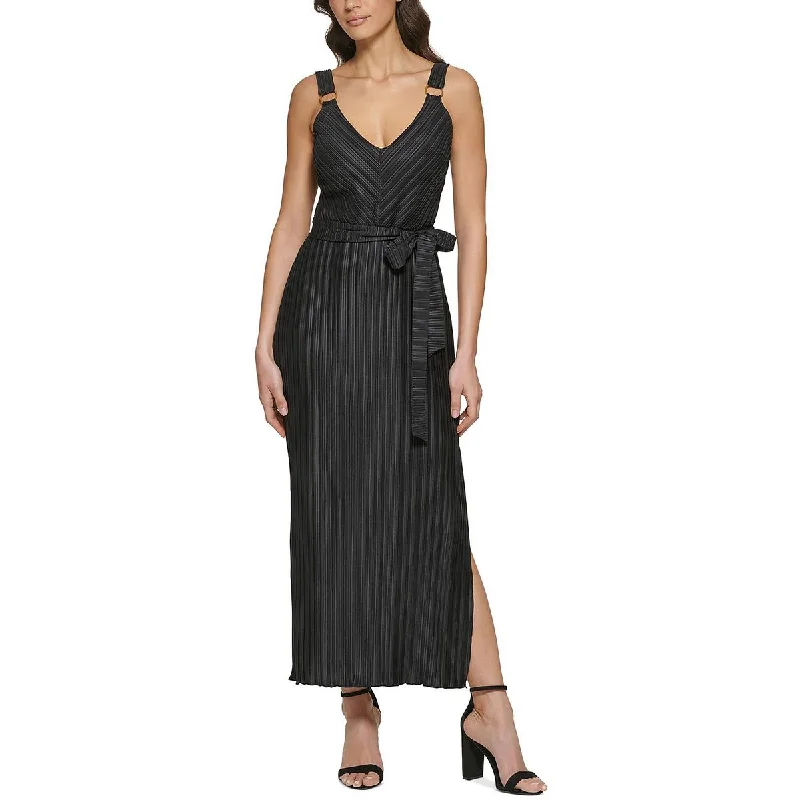 evening dress for wine tastings-Guess Womens Shutter Pleat Maxi Evening Dress