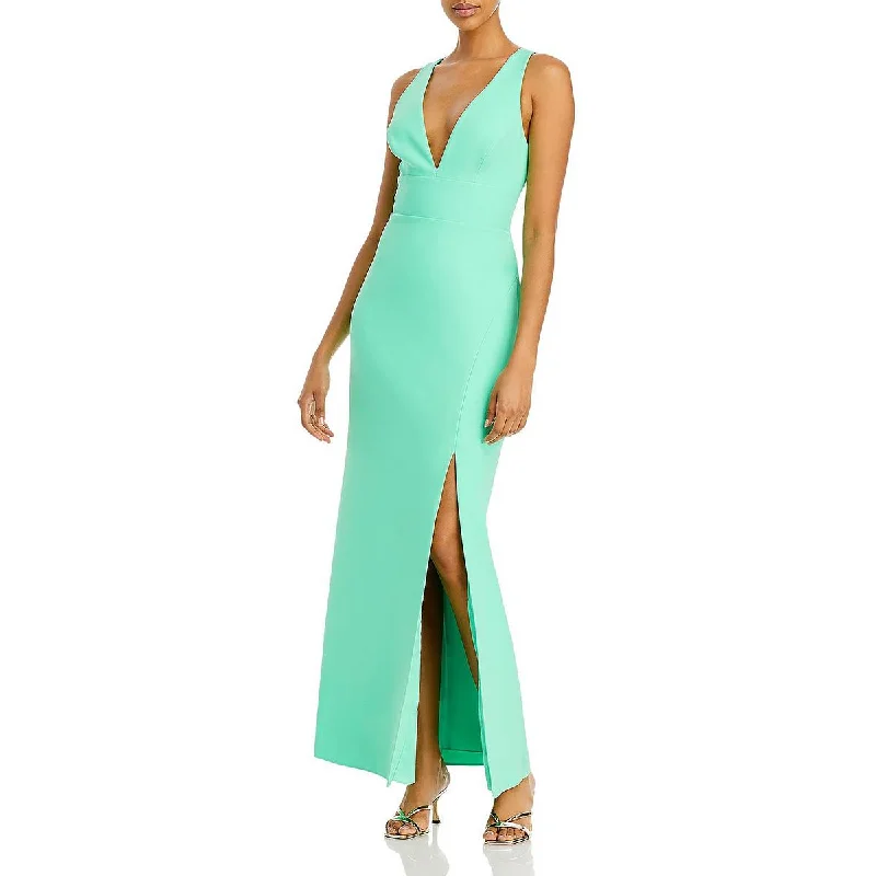 evening gowns with corset lacing-BCBGMAXAZRIA Womens Scuba Maxi Evening Dress