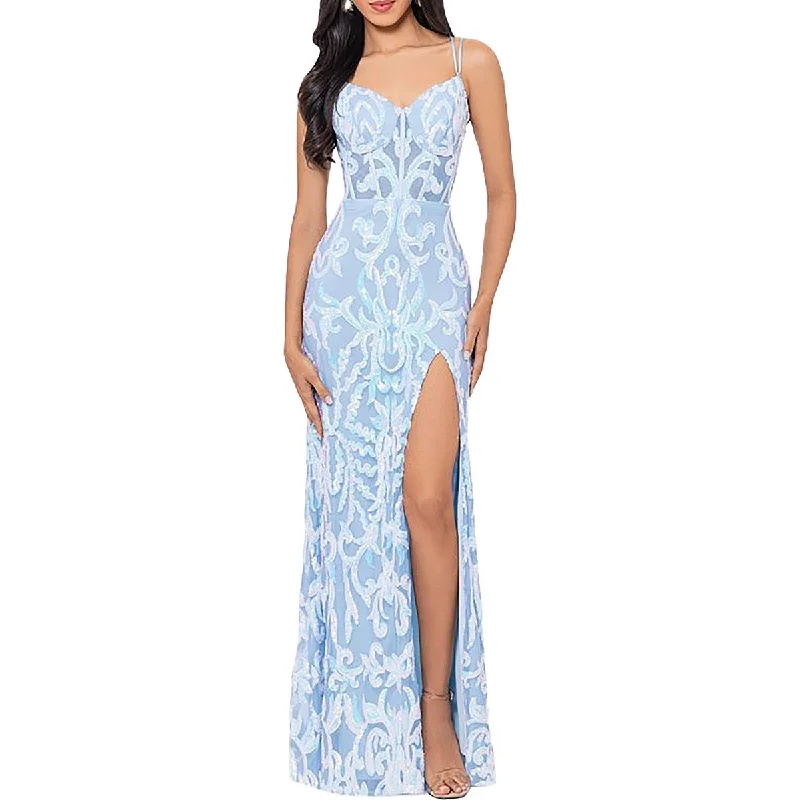 beaded evening dresses for receptions-Blondie Nites Womens Juniors Sequined Strappy Back Evening Dress beaded evening dresses for receptions-Blondie Nites Womens Juniors Sequined Strappy Back Evening Dress