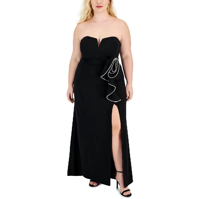 evening dress for luxury yacht events-Speechless Womens Plus Knit Strapless Evening Dress