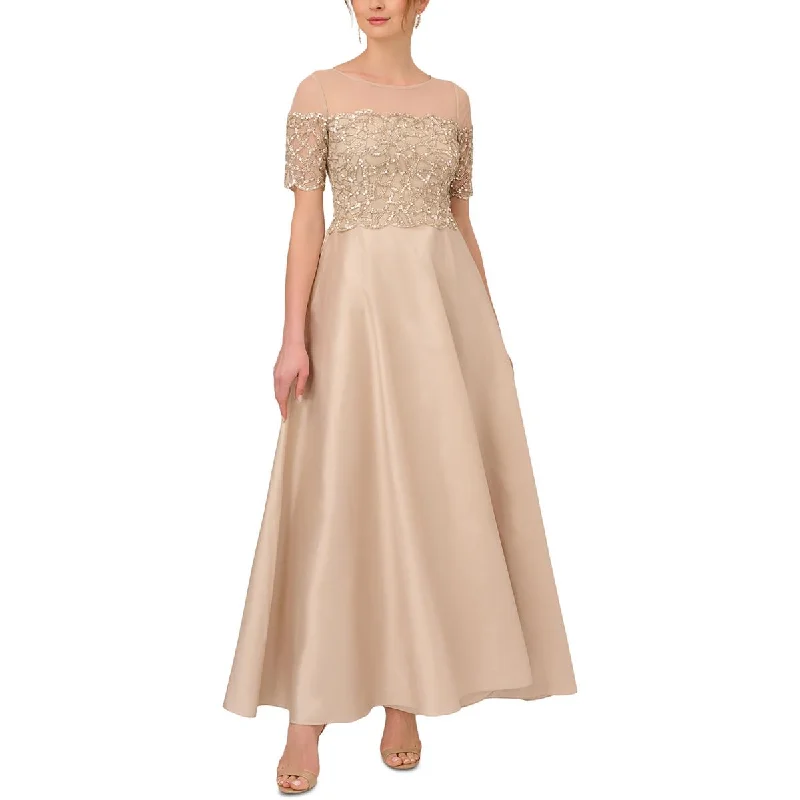 evening gowns with side gathers-Adrianna Papell Womens Sequined Taffeta Evening Dress evening gowns with side gathers-Adrianna Papell Womens Sequined Taffeta Evening Dress