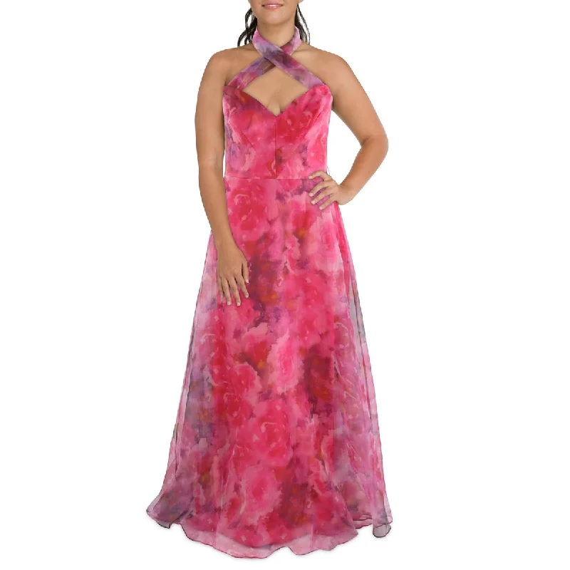 evening gowns with side embroidery-Rene Ruiz Collection Womens Maxi Printed Evening Dress evening gowns with side embroidery-Rene Ruiz Collection Womens Maxi Printed Evening Dress