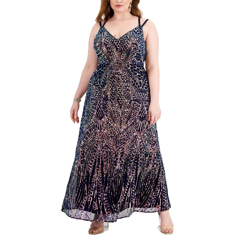 evening dress for TEDx events-Morgan & Co. Womens Plus Sequined Long Evening Dress