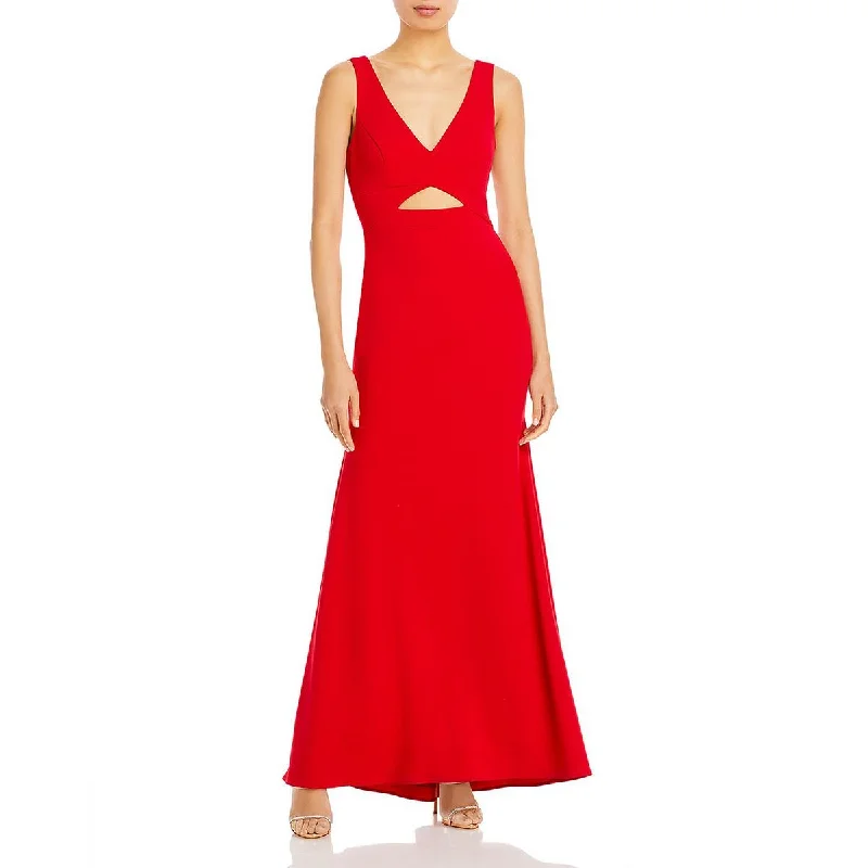 geometric cutout evening dresses-Aqua Womens Cut-Out Maxi Evening Dress