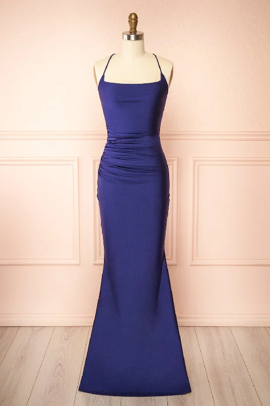elegant bridesmaid dresses for formal nights-​Akari Navy | Mermaid Maxi Dress