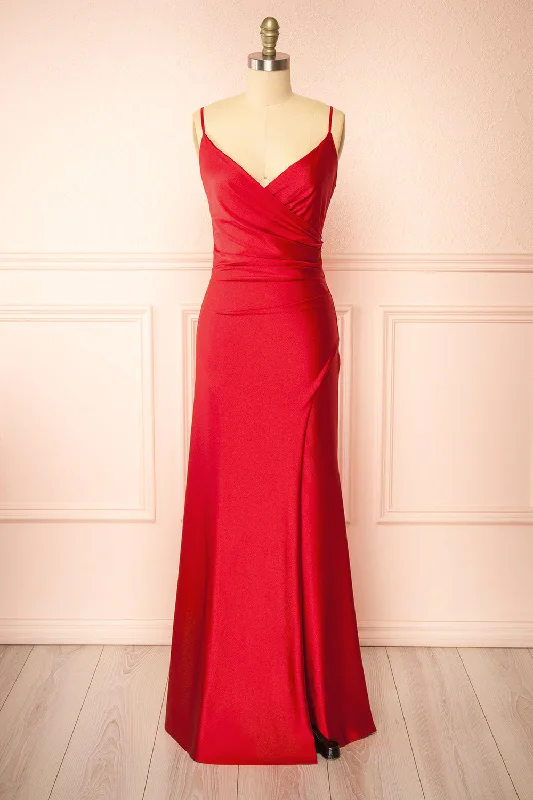 Bridesmaid dress Hollywood party themes -Nyra Red | Mermaid Dress w/ Wrapped Bodice Bridesmaid dress Hollywood party themes -Nyra Red | Mermaid Dress w/ Wrapped Bodice