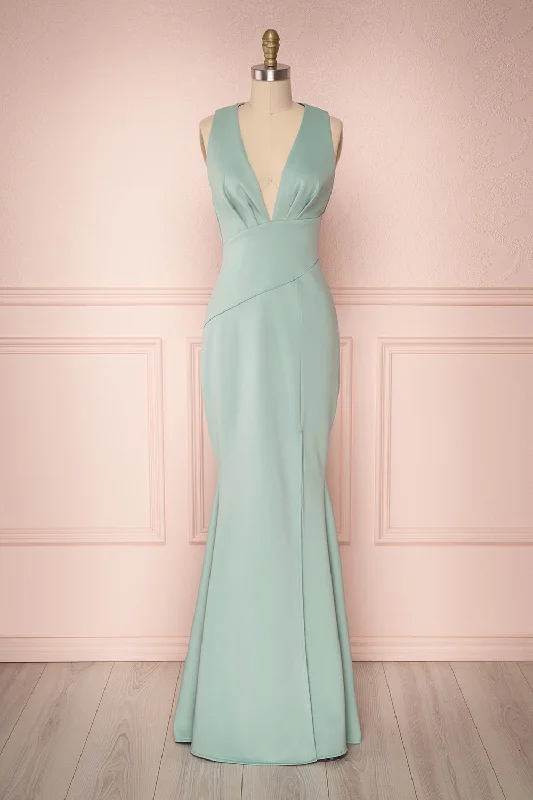 Bridesmaid dress supports cause choice -Camila Sage | Green Mermaid Gown