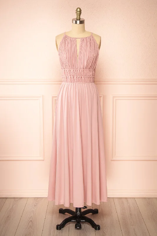Dress for bridesmaid beautiful styles looks -Dovie Mauve | Midi Dress w/ Pleated Bodice Dress for bridesmaid beautiful styles looks -Dovie Mauve | Midi Dress w/ Pleated Bodice