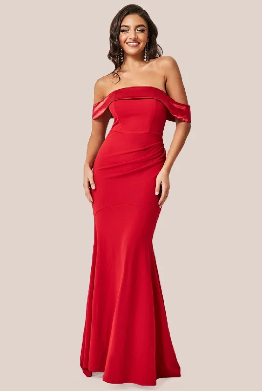 Dress for bridesmaid festive gatherings themes -Goddiva Satin Band Bandeau Maxi Dress - Red Dress for bridesmaid festive gatherings themes -Goddiva Satin Band Bandeau Maxi Dress - Red