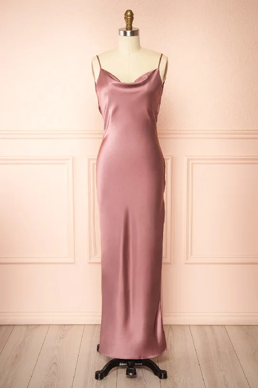 designer bridesmaid dresses for upscale events-Stacy Mauve | Long Satin Dress w/ Open Back designer bridesmaid dresses for upscale events-Stacy Mauve | Long Satin Dress w/ Open Back