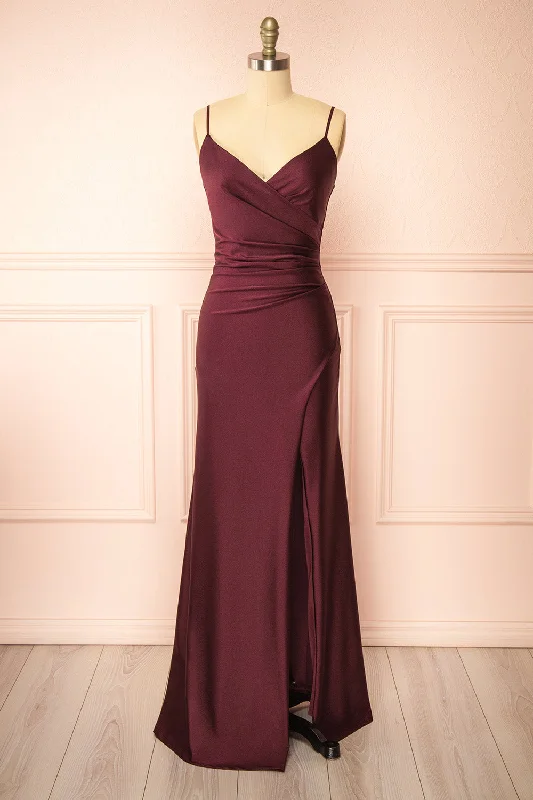 Bridesmaid dress with soft cardigan choice -Nyra Burgundy | Mermaid Dress w/ Wrapped Bodice Bridesmaid dress with soft cardigan choice -Nyra Burgundy | Mermaid Dress w/ Wrapped Bodice