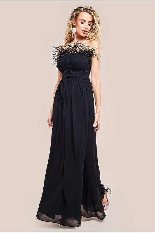 Bridesmaid dress with embellishments design -Bridesmaids Chiffon Maxi Dress - Black by Goddiva Bridesmaid dress with embellishments design -Bridesmaids Chiffon Maxi Dress - Black by Goddiva