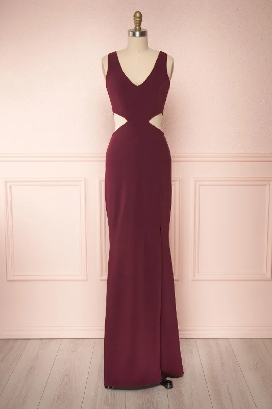 Bridesmaid dress with sweetheart neckline design -Kiira Burgundy | Mermaid Gown