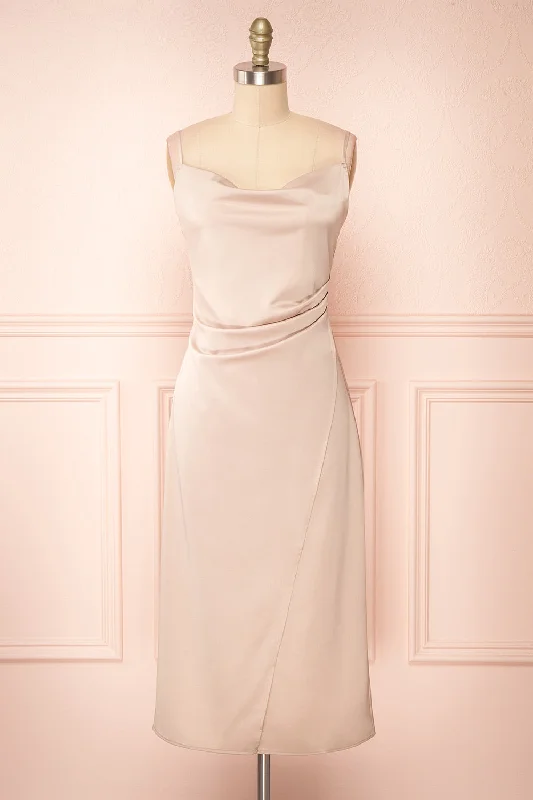 Bridesmaid dress that is Instagram-worthy looks -Chloe Champagne | Cowl Neck Satin Slip Dress Bridesmaid dress that is Instagram-worthy looks -Chloe Champagne | Cowl Neck Satin Slip Dress