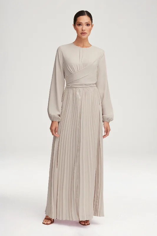 Graduation dress graduation style wow now--Layana Pleated Wrap Waist Maxi Dress - Off White