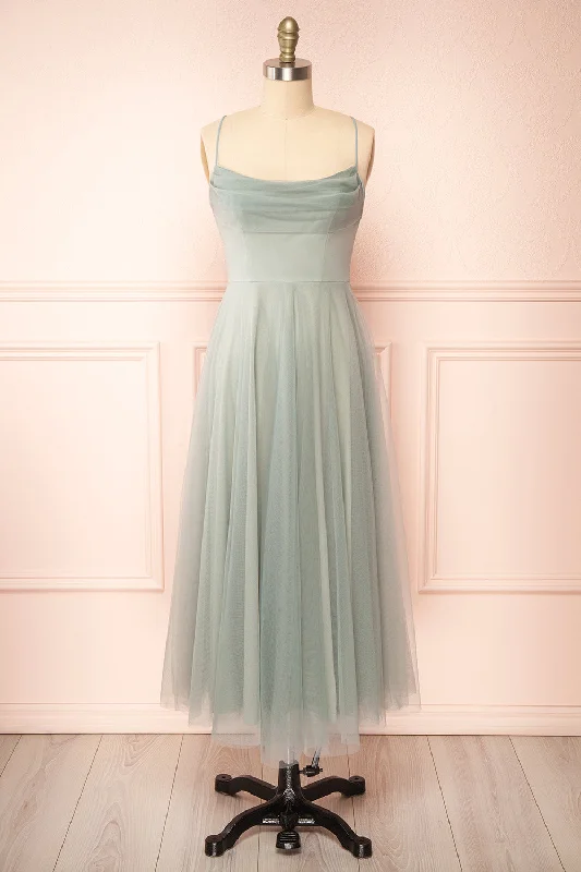 Bridesmaid dress from small business shop -Valerie Sage | A-Line Tulle Midi Dress