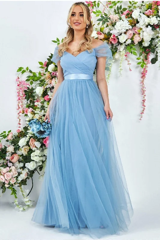 Bridesmaid dress casual gathering outfits -Off The Shoulder Princess Maxi Dress - Powder Blue by Goddiva Bridesmaid dress casual gathering outfits -Off The Shoulder Princess Maxi Dress - Powder Blue by Goddiva