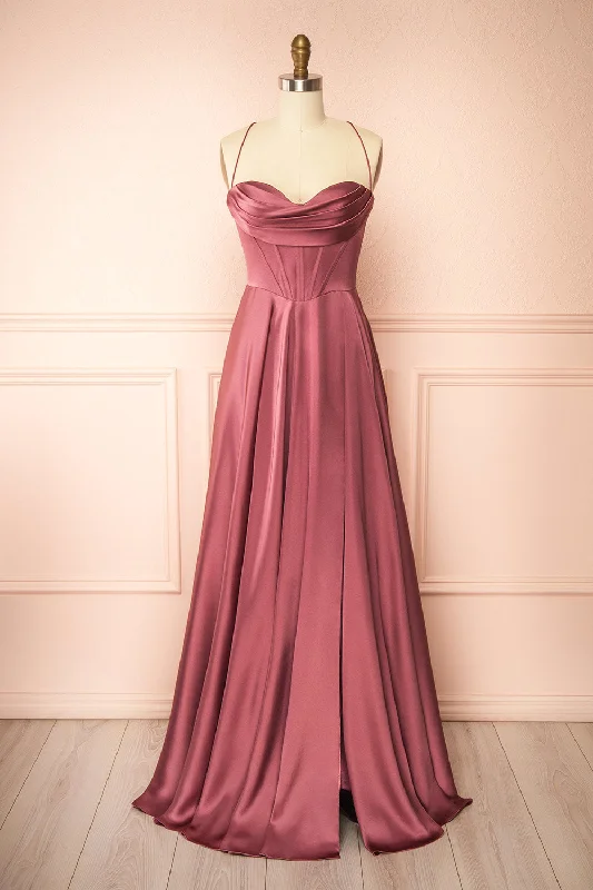 glam bridesmaid dresses with lace details-Misha Mauve | Corset Cowl Neck Maxi Dress glam bridesmaid dresses with lace details-Misha Mauve | Corset Cowl Neck Maxi Dress