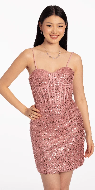 Graduation dress high-quality material--Sweetheart Corset Sequin Bodycon Dress