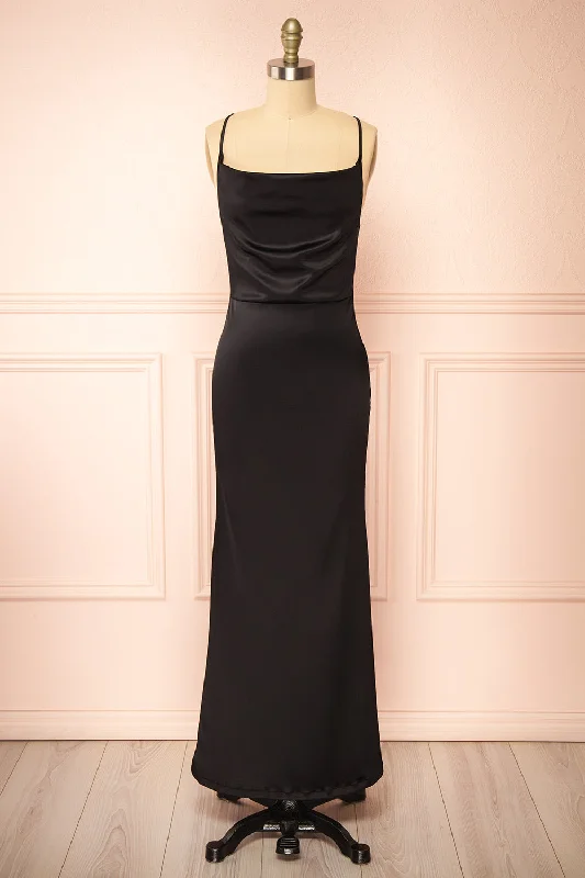 Bridesmaid dress: latest trends and styles -Alexia Black | Long Satin Mermaid Dress w/ Cowl Neck Bridesmaid dress: latest trends and styles -Alexia Black | Long Satin Mermaid Dress w/ Cowl Neck
