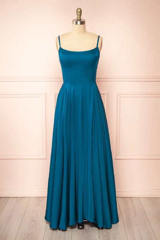 Dress for bridesmaid memorable festivity themes -Darcy Royal Blue | Maxi Satin Dress w/ Slit Dress for bridesmaid memorable festivity themes -Darcy Royal Blue | Maxi Satin Dress w/ Slit