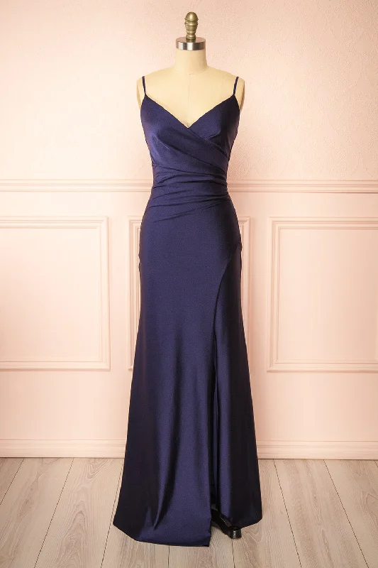 Bridesmaid dress boat wedding theme wear -Nyra Navy | Mermaid Dress w/ Wrapped Bodice Bridesmaid dress boat wedding theme wear -Nyra Navy | Mermaid Dress w/ Wrapped Bodice