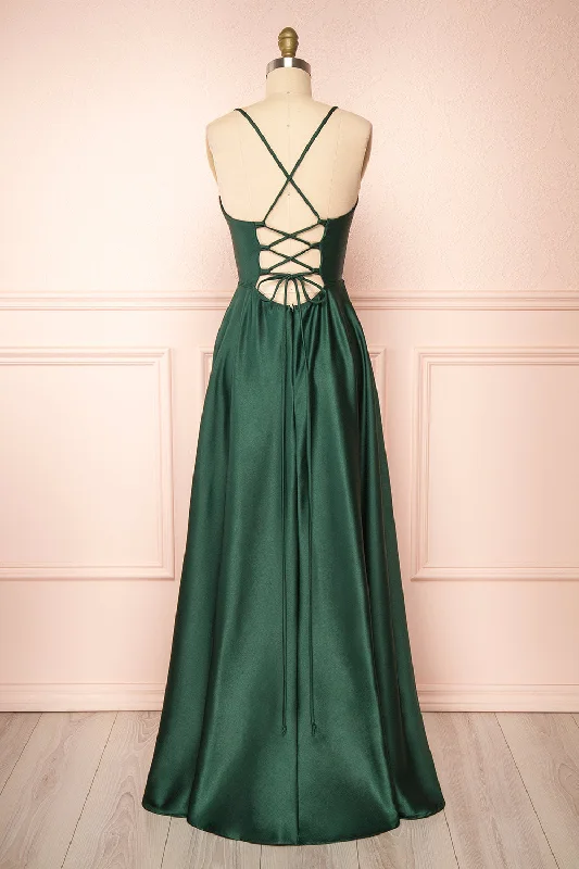 Bridesmaid dress pastel colors online now -Julia Green | Satin Maxi Dress w/ High Slit Bridesmaid dress pastel colors online now -Julia Green | Satin Maxi Dress w/ High Slit