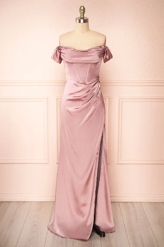 Bridesmaid dress: shoe pairing guide online -Evolet Mauve | Off-Shoulder Corset Maxi Dress Bridesmaid dress: shoe pairing guide online -Evolet Mauve | Off-Shoulder Corset Maxi Dress