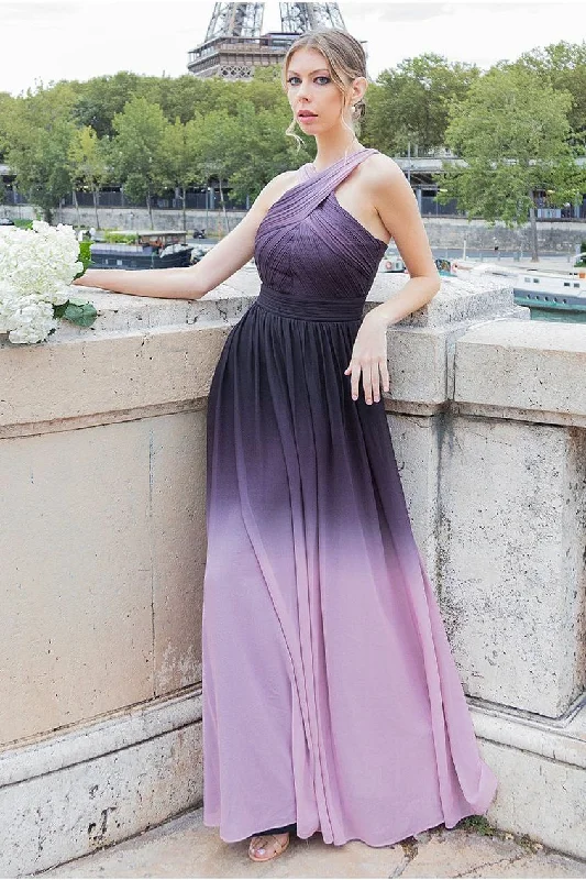 Bridesmaid dress with a plunging neckline designs -Goddiva Ombre Cross Front Pleated Maxi Dress - Blush Ombre Bridesmaid dress with a plunging neckline designs -Goddiva Ombre Cross Front Pleated Maxi Dress - Blush Ombre