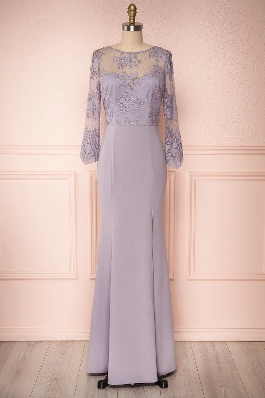 Bridesmaid dress spaghetti straps designs -Shimi Grey | Floral Mermaid Gown