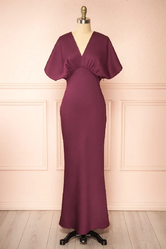 Bridesmaid dress: mix and match styles trends -Dracaris | Long Burgundy Satin Dress Bridesmaid dress: mix and match styles trends -Dracaris | Long Burgundy Satin Dress