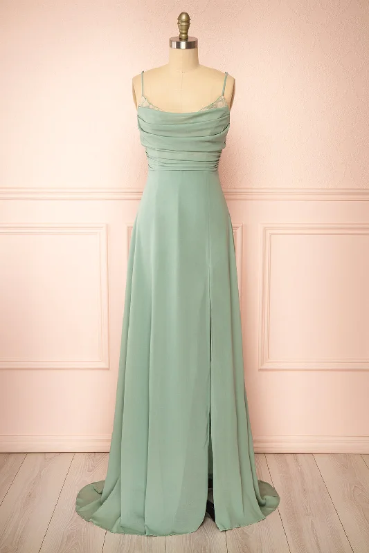 Bridesmaid dress accentuates curves nicely -Kieran Sage | A-Line Maxi Dress w/ Lace