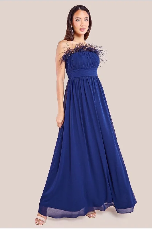 Bridesmaid dress with unique details designs -Bridesmaids Chiffon Maxi Dress - Navy by Goddiva Bridesmaid dress with unique details designs -Bridesmaids Chiffon Maxi Dress - Navy by Goddiva