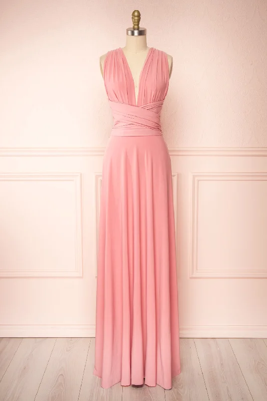 Bridesmaid dress: hair and makeup styles -Violaine Dusty Pink | Convertible Maxi Dress Bridesmaid dress: hair and makeup styles -Violaine Dusty Pink | Convertible Maxi Dress