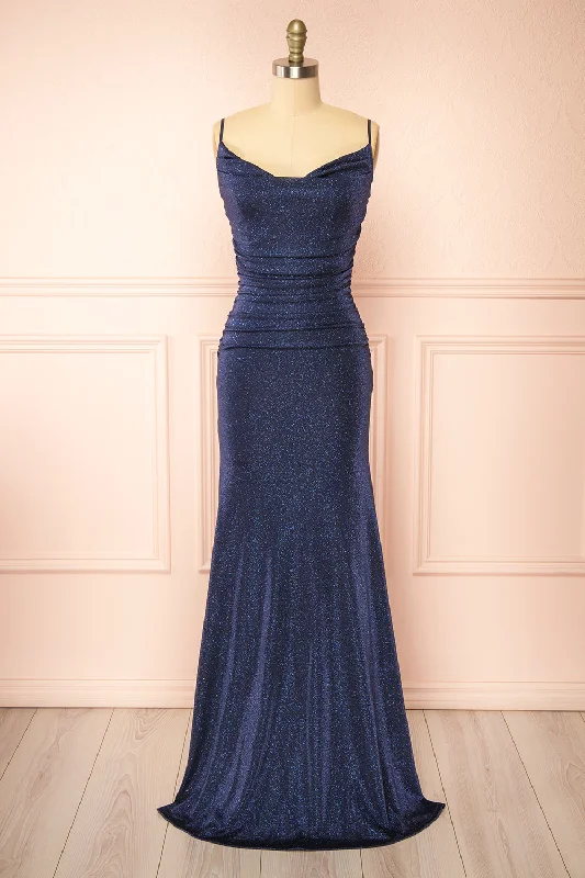 Bridesmaid dress destination party look -Jayna Navy | Ruched Sparkling Mermaid Maxi Dress Bridesmaid dress destination party look -Jayna Navy | Ruched Sparkling Mermaid Maxi Dress