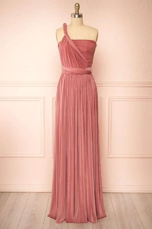 backless bridesmaid dresses for daring look-​Kilda Pink | Convertible Maxi Dress