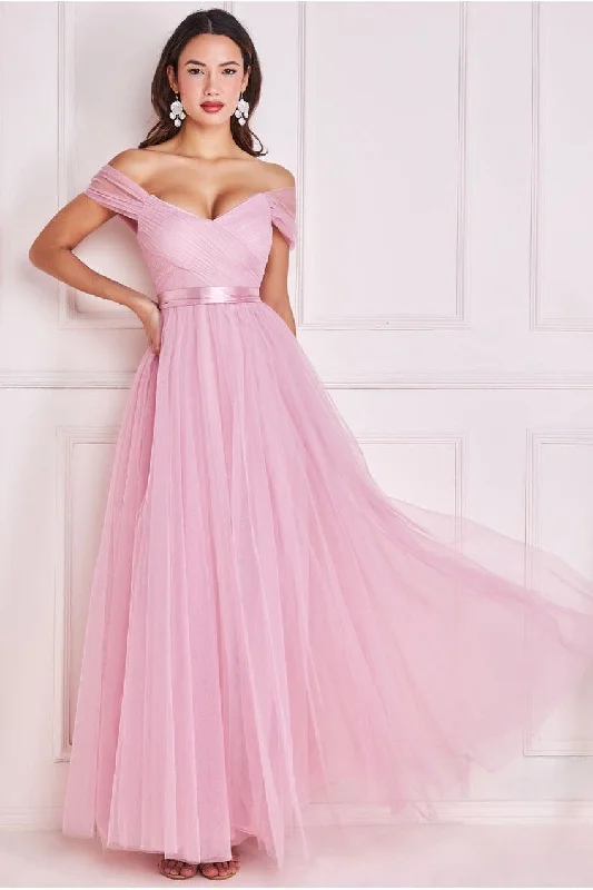 best bridesmaid dresses for summer weddings-Goddiva Off The Shoulder Princess Maxi Dress - Blush best bridesmaid dresses for summer weddings-Goddiva Off The Shoulder Princess Maxi Dress - Blush