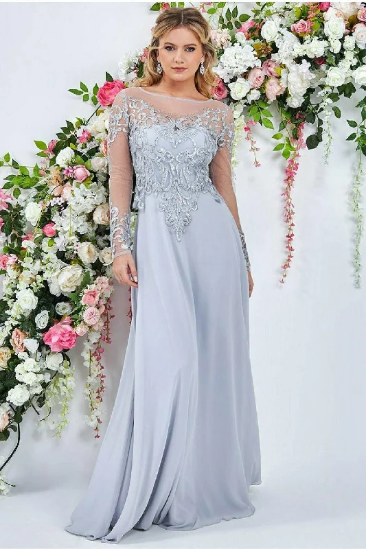 off-shoulder bridesmaid dresses for chic style-Goddiva Mesh & Lace Embroidered Bodice Maxi - Grey off-shoulder bridesmaid dresses for chic style-Goddiva Mesh & Lace Embroidered Bodice Maxi - Grey