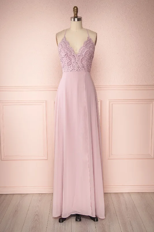 Dress for bridesmaid holiday celebrations themes -Fabia Lilac | Lilas Lace & Chiffon Dress Dress for bridesmaid holiday celebrations themes -Fabia Lilac | Lilas Lace & Chiffon Dress